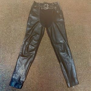 Harley Davidson Leather & Spandex Stretch  Riding Pants Black Women's Sz 27/6